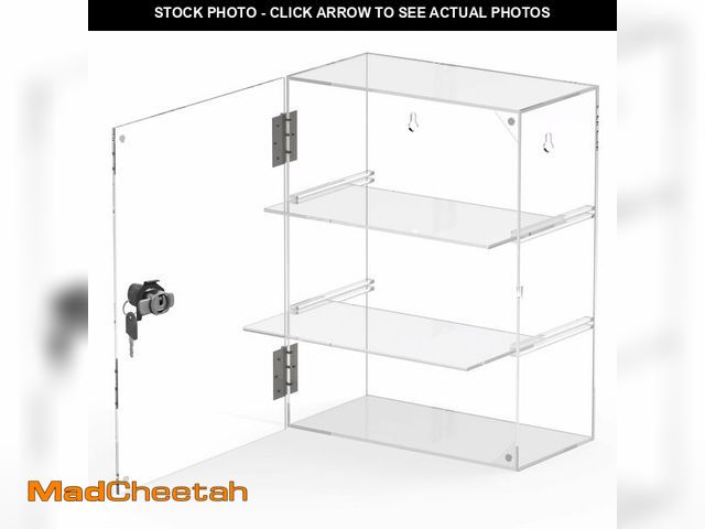 Lot 74-12708858 - Acrylic Display Case with Lock Key Removable 3 Tier Clear Countertop Display Cases with Shelves Lock...
