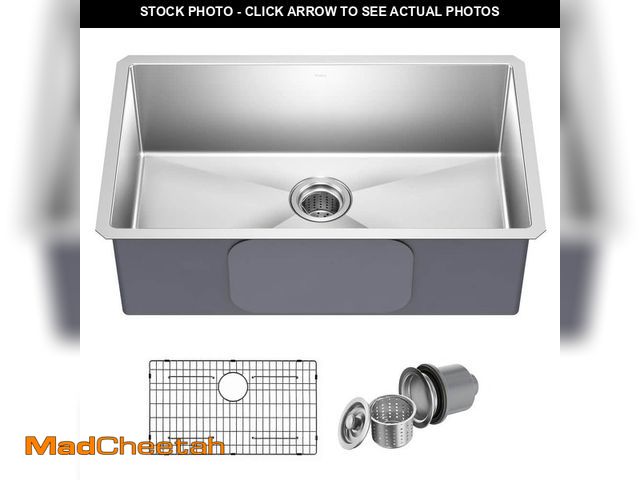 Lot 74-12553091 - KRAUS Standart PRO 30 in. Undermount Single Bowl 16 Gauge Stainless Steel Kitchen Sink with Accessor...
