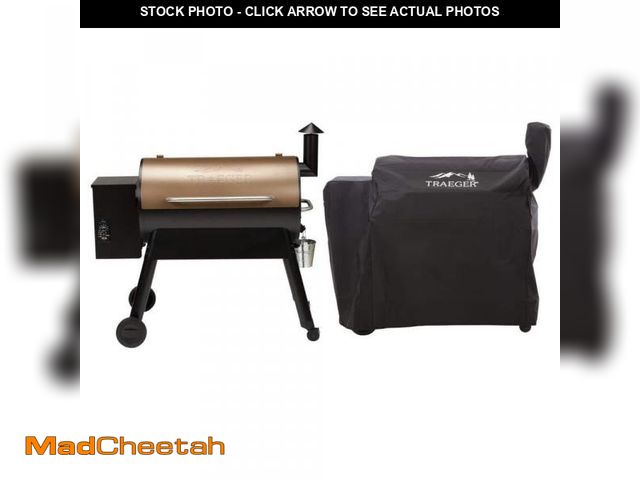 Lot 74-12365607 - Traeger Pro  34 Pellet Grill and Smoker in Bronze with Cover - UNUSED