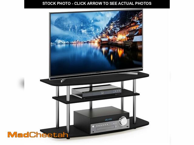 Lot 74-14349435 - Furinno Frans Turn-N-Tube TV Stand for TV Size up to 43 Inch, 3-Tier, Black Oak - USED
