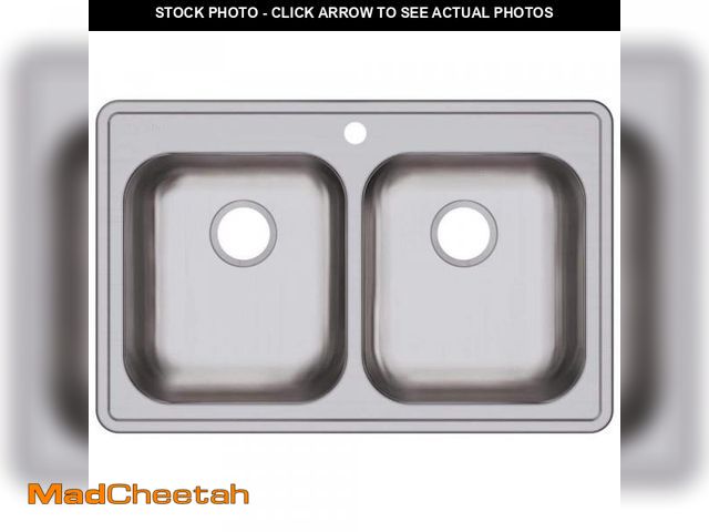 Lot 74-12054568 - Elkay Dayton 33 in. Drop-in Double Bowl 22-Gauge Stainless Steel Kitchen Sink Only - UNUSED