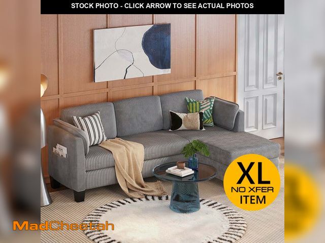 Lot 74-12596174 - Bestier Corduroy Sectional Sofa Couches for Living Room, L-Shaped Modular Small Couch Convertible 3 ...