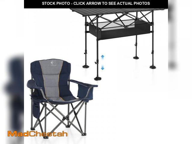 Lot 74-12419293 - (CHAIR ONLY ) ALPHA CAMP Oversized Folding Camping Chair, Camping Table with Adjustable Height - UNU...