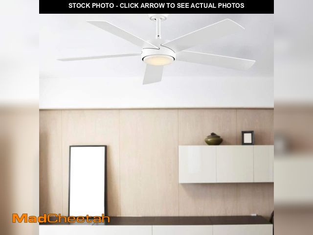 Lot 74-14343233 - Hampton Bay Benning 52 in. Indoor Matte White Downrod Mount Ceiling Fan with Adjustable White Light ...