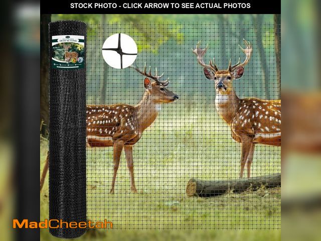 Lot 74-14086934 - FRUITEAM Deer Fence Netting, 8FT x 100FT Heavy Duty Black PP Coated, Garden Protection Barrier, 0.7"...
