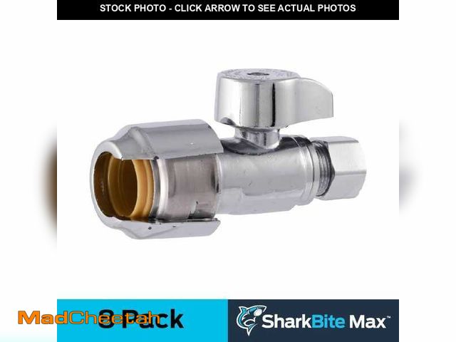 Lot 74-13693477 - SharkBite Max 1/2 in. Push-to-Connect x 3/8 in. OD Compression Chrome-Plated Brass Quarter-Turn Stra...