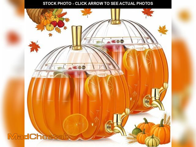 Lot 74-13040124 - FillTouch 2 Pack 1.3 Gallon Pumpkin Drink Dispensers for Fall Thanksgiving Party Supplies Plastic Be...