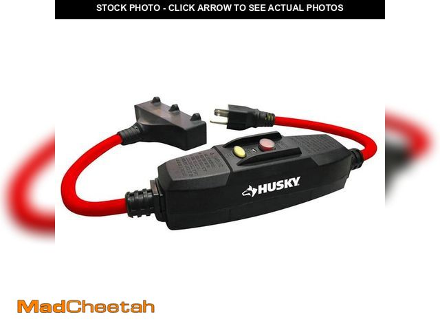 Lot 74-14222988 - Husky 2 ft. 12/3 15 Amp In-Line GFCI with Power Block, Red - UNUSED