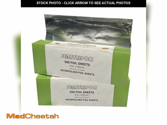 Lot 74-12973679 - Jenatripom Aluminum Foil Sheets, 9 x 10.75 inch, 1000 Sheets, Pop-Up Dispenser, Premium Quality, Hig...