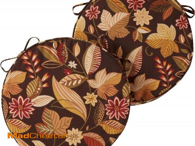Lot 74-12396710 - Greendale Home Fashions Outdoor 18-inch Round Reversible Seat Cushion, 2-Pack, Russet Floral 2 Count...