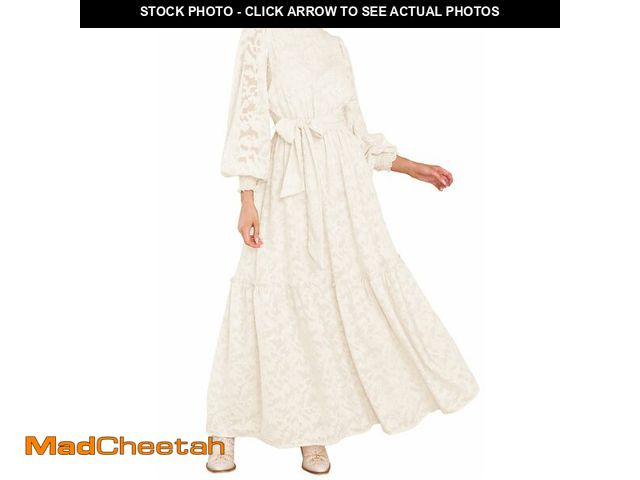 Lot 74-12714890 - MITILLY Women's Fall Dresses Elegant Floral High Neck Long Sleeve Elastic Waist Formal Maxi Dress wi...