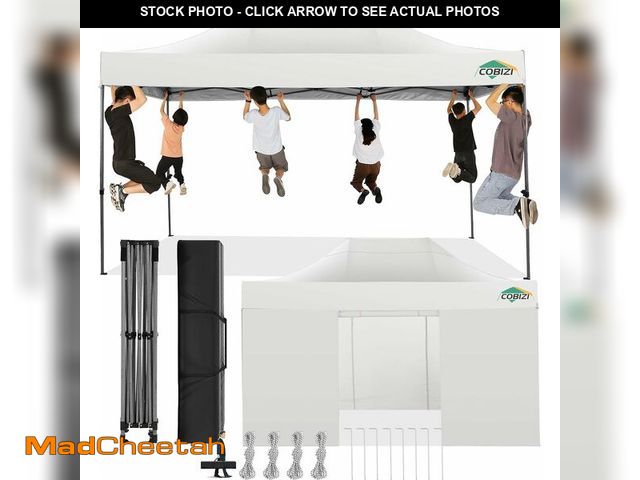 Lot 74-14291281 - COBIZI 10x15 Pop Up Canopy with 4 Sidewall,Heavy Duty Canopy UPF 50+ All Season Wind Waterproof Comm...