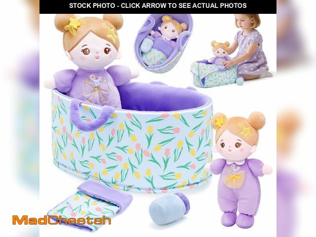 Lot 74-12715694 - OUOZZZ 10" Soft Baby Doll Set with Plush Doll, Bassinet, Blanket and Bottle, Pretend Playset for Emo...