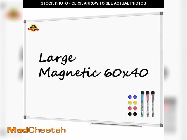 Lot 74-13785944 - Lockways Large 60" x 40" Magnetic Dry Erase White Board - Wall Mounted Whiteboard with Pen Tray, Alu...