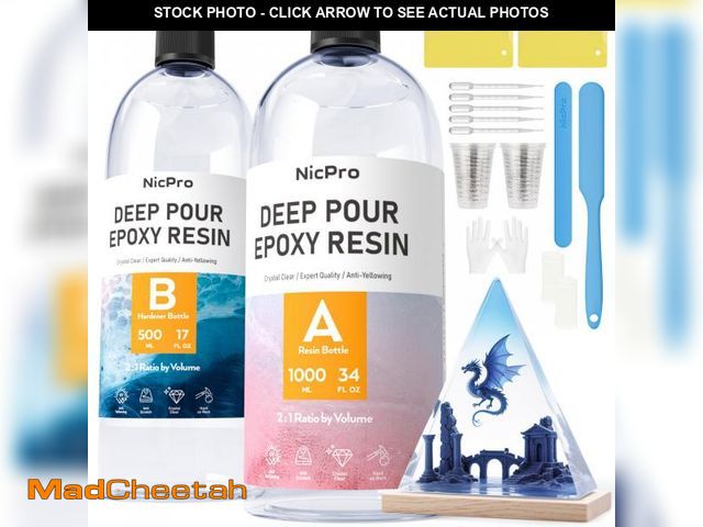 Lot 74-12440161 - Nicpro 51oz Deep Pour Epoxy Resin Kit, 2 to 4 Inch Depth High Gloss &amp; Clear, Bubble Free Epoxy R...