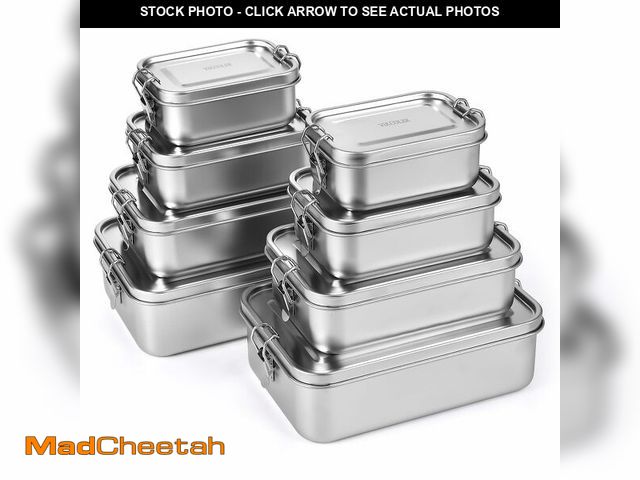 Lot 74-14154518 - VIKCOLEE 8 PCS Stainless Steel Bento Box 4-Size, Metal Lunch Box, Food Containers, Steel Lunch Conta...