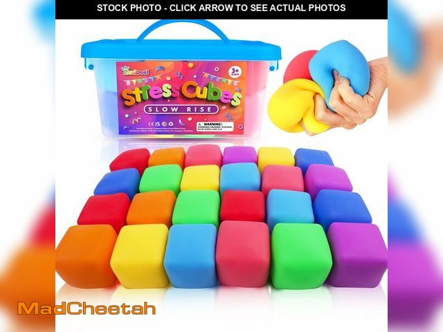 Lot 74-12697305 - 24 Pack Slow Rising Stress Cube, Large Size Dough Stress Balls Fidget Toys for Anxiety Relief, Pull ...