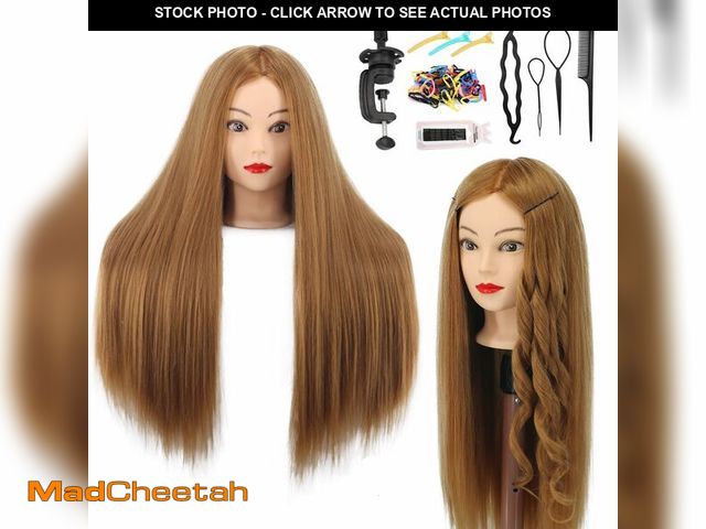 Lot 74-12605181 - Mannequin Head Human Hair, 80% Real Hair 26-28" Cosmetology Mannequin Head Hair Styling Hairdressing...