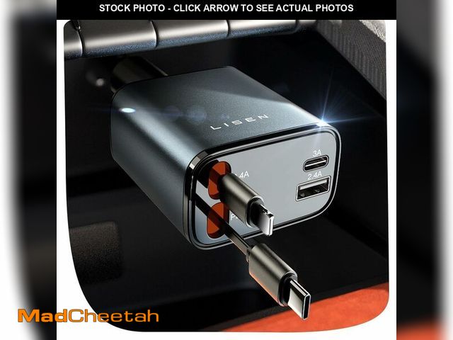 Lot 74-13993094 - LISEN Retractable Car Charger, 84W Car Charger USB C Fast Charger Adapterfor iPhone, Travel Essentia...