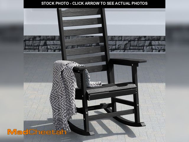 Lot 74-14112701 - Mximu Black All Weather Resistant HIPS Plastic Patio Outdoor Rocking Chair for Lawn, Porch, Indoor a...