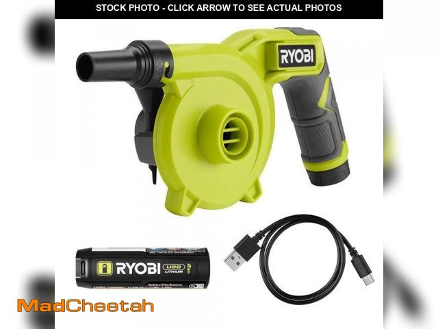 Lot 74-12517506 - RYOBI USB Lithium Cordless High Volume Inflator Kit with USB Lithium 2.0 Ah Battery and Charging Cab...