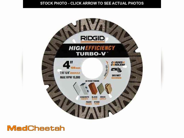 Lot 74-13002413 - *DIRTY/SCRATCHED* RIDGID TURBO-V 4 in. Turbo Rim Diamond Blade for Masonry High Efficiency Cutting *...