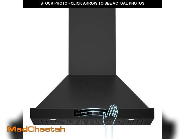 Lot 74-14182684 - Velivi 30 in. 1200 CFM Wall Mount Downdraft System Matte Black Convertible Range Hood with Gesture a...