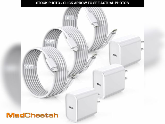 Lot 74-14380316 - Fast Charger for iPhone 17/16/15 Charger,10FT Extra Long Fast Charging 3Pack Block USB-C to USB C Fa...