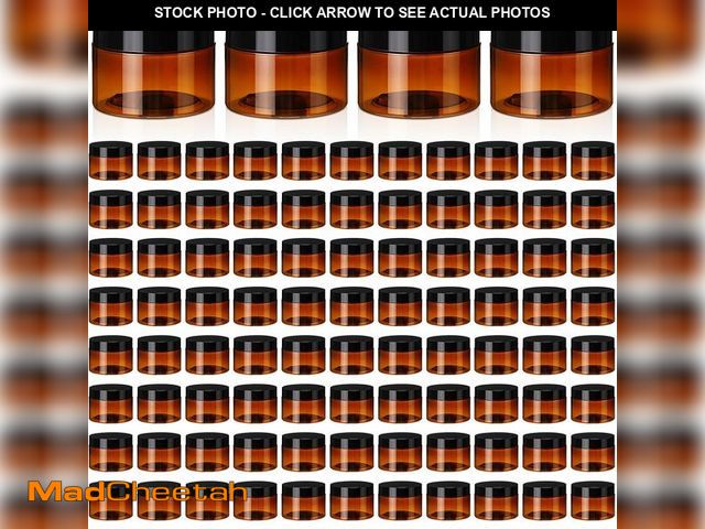 Lot 74-13836365 - Tanlade 100 Pcs 4 oz Amber Plastic Cosmetic Jars with Lids Empty Leak Proof Container Refillable Cos...