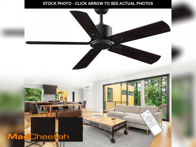 Lot 74-12513105 - SKEVEN 52" Ceiling Fan with Remote Control No Light, 6 Speeds Reversible DC Motor Indoor Outdoor 5 B...