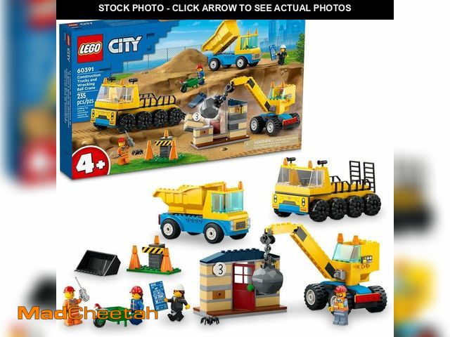 Lot 74-14585955 - LEGO City Construction Trucks and Wrecking Ball Crane 60391 Building Toy Set for Toddler Kids Ages 4...