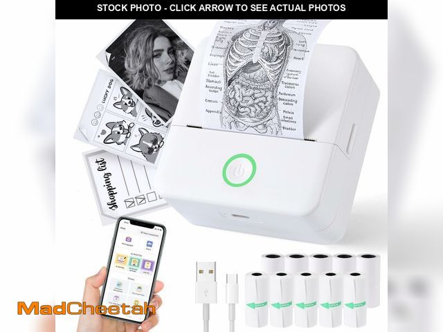 Lot 74-13541869 - cudinham Print Pods Mini Printer, Sticker Printer with 10 Rolls Thermal Printing Paper, Inkless Pock...