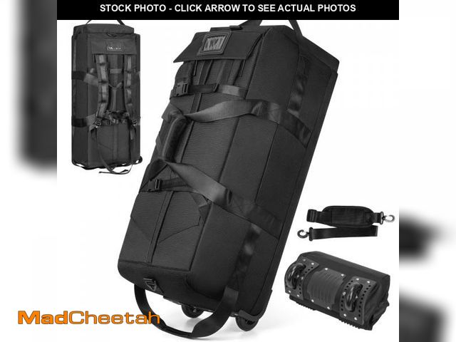 Lot 74-12208641 - 90L Foldable Rolling Duffel Bag with Wheels, Extra Large 34 Inch Travel Duffel Bag with Shoulder Str...