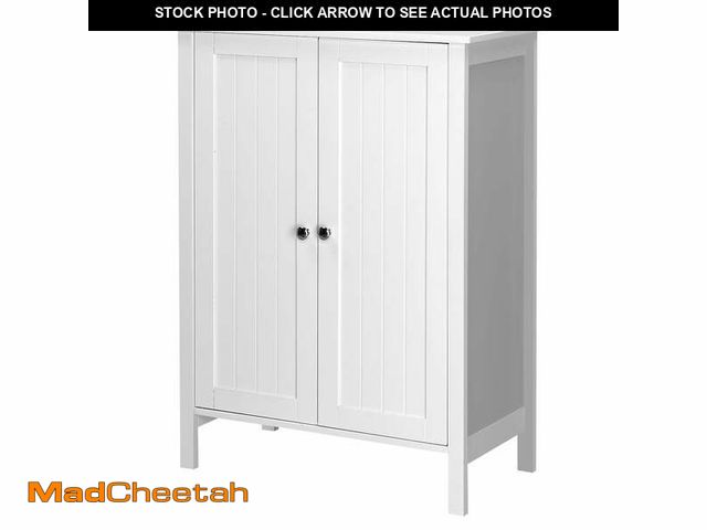 Lot 74-13045264 - Ktaxon Bathroom Floor Cabinet Storage with 2 Doors and Adjustable Shelves, White Finish - UNUSED