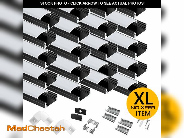 Lot 74-12786382 - 20-Pack 6.6ft/2Meter U Shape Black LED Aluminum Channel System with Milky Cover, End Caps and Mounti...