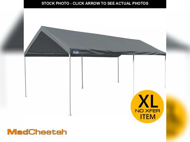 Lot 74-13074603 - Caravan Canopy 10 X 20-Feet Domain Basic Carport, Gray - USED