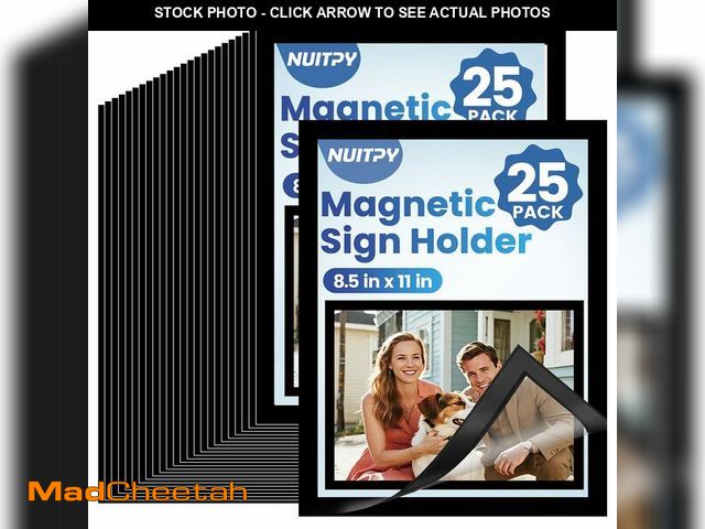 Lot 74-14429924 - NUITPY 25 Pack Magnetic Sign Holder, 8.5in x 11in Self Adhesive Wall Mount Magnetic Document Holder,...