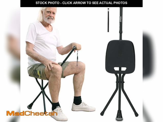 Lot 74-14587984 - Rehand  Walking Cane with Seat, Folding Adjustable Lightweight,Black - UNUSED
