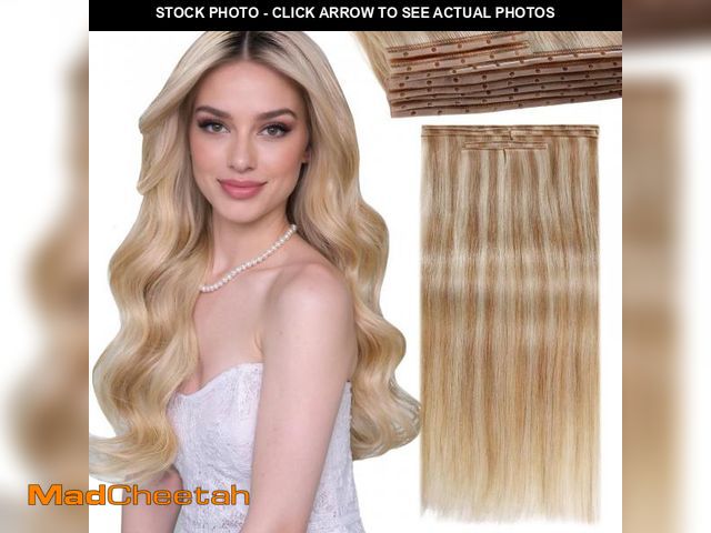 Lot 74-12217617 - LADY MIRANDA Blonde Human Hair Extensions, 18 Inch, 100G, PU Micro Ring Remy Hair, Glueless Invisibl...