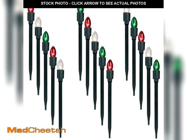 Lot 74-12871664 - Northlight Set of 15 Red Clear and Green C9 Candle Christmas Pathway Lights Decorations-14 ft Green ...