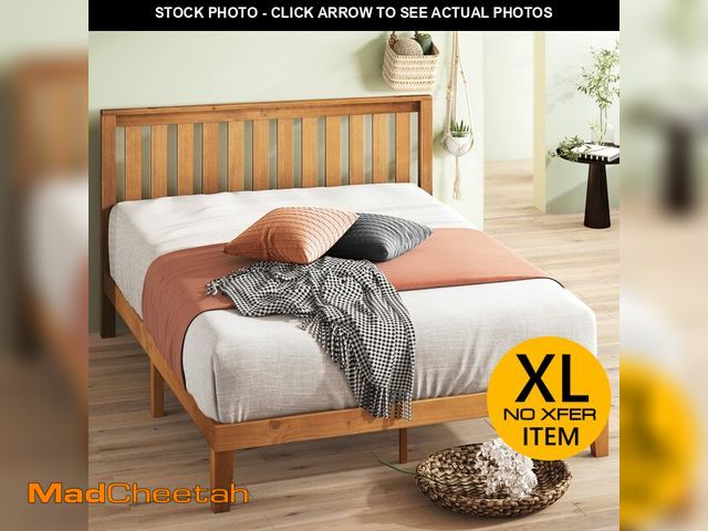 Lot 74-12950084 - Zinus Alexia Wood Platform Bed Frame with headboard, Solid Wood Foundation with Wood Slat Support, N...