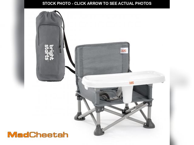 Lot 74-12304439 - Bright Starts Pop 'N Sit Portable Booster, Indoor/Outdoor Use, Floor Seat with Feeding Tray, Grey, 6...