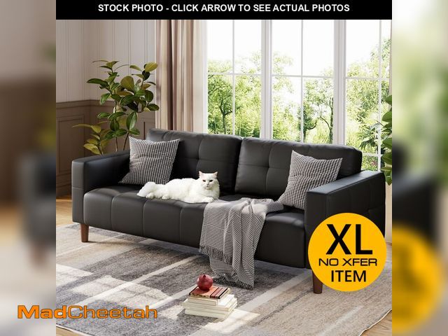 Lot 74-12785885 - GarveeHome 3-Seater Sofa Couch, 83 in Wide Faux Leather Sofa Couch with Spring Cushion, Modern Sofa ...