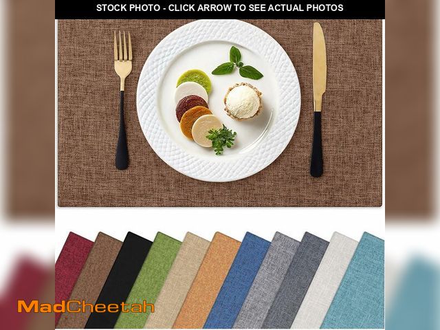 Lot 74-13950599 - Homaxy Cloths Placemats for Dining Table Set of 6, Heat Resistant Washable Cotton Linen Blend Table ...