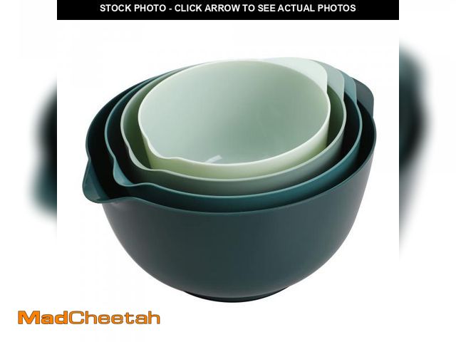 Lot 74-11547549 - BoxedHome Green Ombre Nesting Plastic Mixing Bowl Set With Pour Spout, Microwave and Dishwasher Safe...