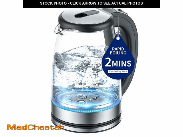 Lot 74-13960005 - Electric Kettle Glass 2L, 1500W Fast Boiling Hot Water Boiler with Auto Shut-Off, LED Light, BPA-Fre...