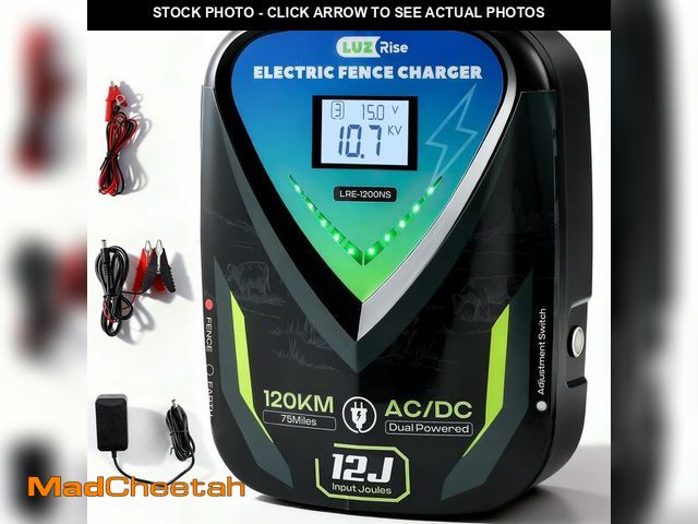 Lot 74-13627323 - Luzrise 12J Electric Fence Charger AC DC 2 in 1 Powered Supply Fence Controller Fence Energizer Elec...
