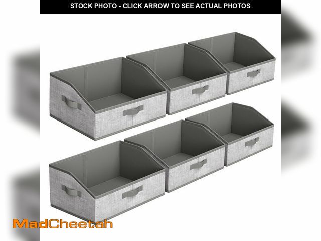 Lot 74-14153110 - SONGMICS Set of 6 Storage Baskets, Foldable Storage Bins with Removable Dividers, Fabric Boxes, 15.7...