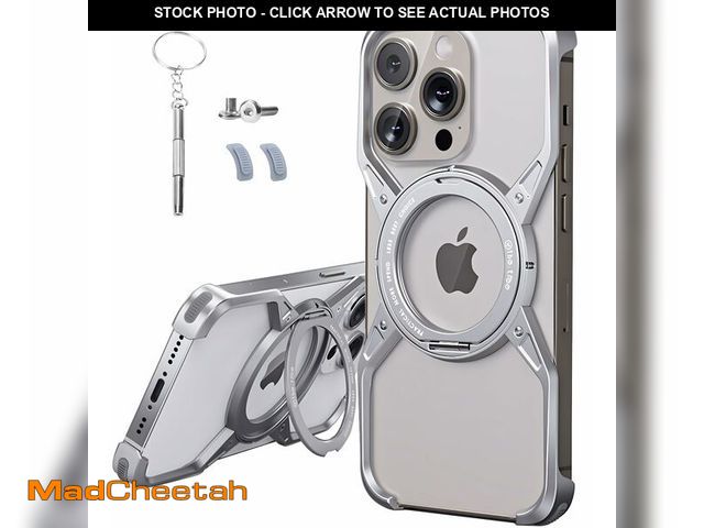 Lot 74-13569221 - Frameless Magnetic Case for iPhone 16 Pro Max with Stand [Compatible with MagSafe] [Rotatable Ring K...