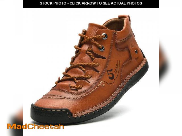 Lot 74-12432509 - alcubieree Mens Casual Leather Shoes Ankle Chukka Boots Comfortable Slip On Loafers Walking Driving ...